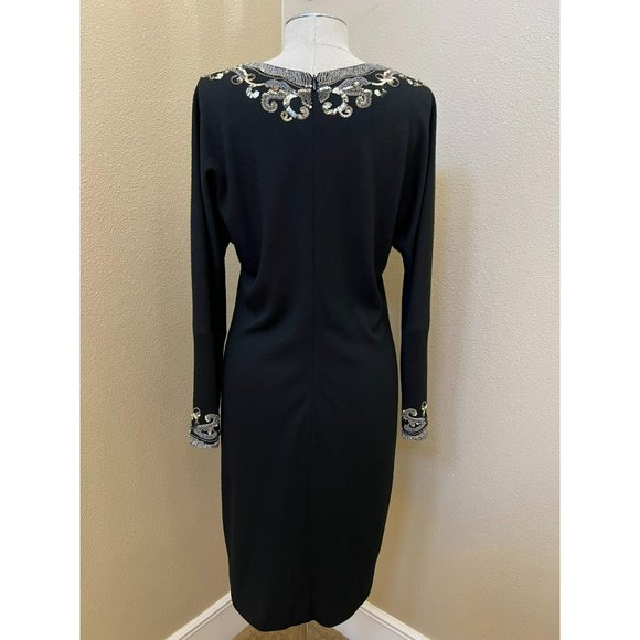 NAEEM KHAN Women's Tunic Top Sequins Embellished Wool Size 8 - Picture 3 of 4